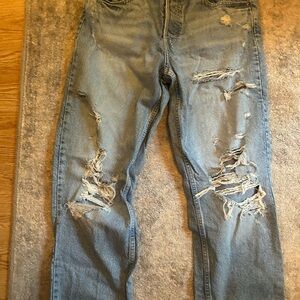 H&M Light Blue Distressed Straight Leg Jeans